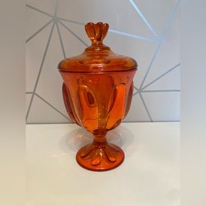 Viking Glass 10” Persimmon  Six Petal Candy Dish 1437